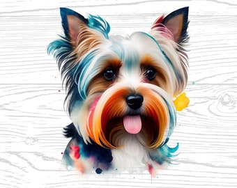 Yorkshire Terrier Dog PNG JPG Digital Download High Quality Files Watercolors Portrait Clipart Image Sublimation Design Commercial Use