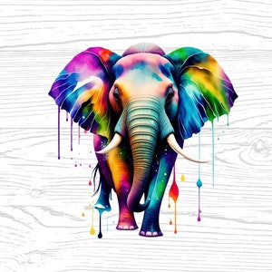 Elephant Digital Download High Quality PNG JPG Animal Lover Watercolours Portrait Clipart Sublimation Design Download Commercial Use