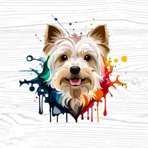 Yorkshire Terrier PNG JPG High Quality Digital Download Dog Lovers Watercolor Portrait Clipart Sublimation Design Download Commercial Use