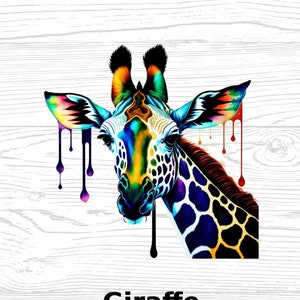 Giraffe Digital Download High Quality PNG JPG Animal Lover Watercolours Portrait Clipart Sublimation Design Download Commercial Use