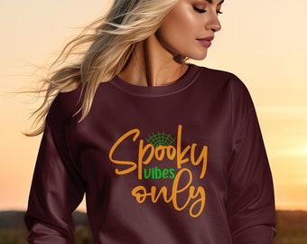 Spooky Vibes Only Halloween Sweatshirt, Retro Vibes Halloween T Shirt, Halloween Tee, Spooky Halloween Hoodie, Halloween Party Sweater
