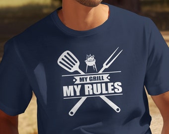 Camiseta My Grill My Rules, Grill Master, camisa engraçada masculina, camisa engraçada para homens, presente de dia dos pais, presente de pai, presente de marido, camisa de pai de churrasco