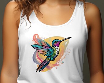 Kolibri Tan Top. Kolibri Kleidung, Kolibri Top, Naturliebhaber Geschenk, Vogelliebhaber Shirt, Vogel Shirt Grafik Tees