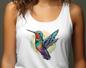 Kolibri Tan Top. Kolibri Kleidung, Kolibri Top, Naturliebhaber Geschenk, Vogelliebhaber Shirt, Vogel Shirt Grafik Tees