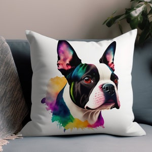 Boston Terrier Pillow Cover, Terrier Lover, Home Decoration Throw Pillowcase, Decorative Pillow Case, Color Match Custom Color, COVER ONLY