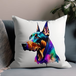 Dobermann Pinscher Kissenbezug, Deko Kissenbezug, Dobermann Kissenbezug, Dobermann Liebhaber, benutzerdefinierte Farbabstimmung, NUR COVER