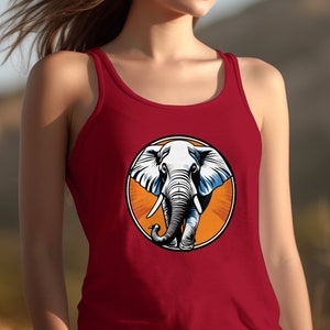 Elephant Tan Top, Women&#39;s Muscle Tee, Animal Elephant, Fashion Nature T Shirt, Wildlife Graphic Tee