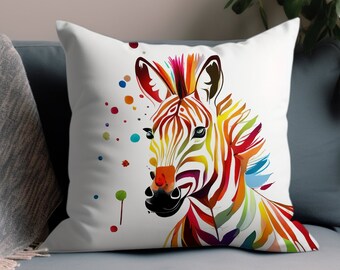 Zebra Pillow Cover, Home Decoration Throw Pillowcase, Zebra Themed Bedroom Pillow Case, Zebra Decor, Color Match Custom Color, COVER ONLY