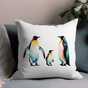King Penguin Pillow Cover, Penguin Home Decoration Throw Pillowcase, Penguin Bedroom Decorative Pillow Case, Custom Color Match, COVER ONLY