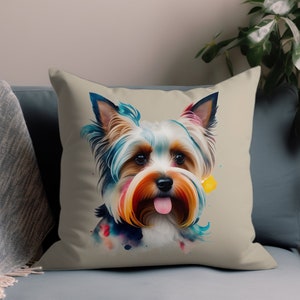 Yorkshire Terrier Pillow Cover, Yorkie Decoration Throw Pillowcase, Yorkie Bedroom Decorative Pillow Case, Custom Color Match, COVER ONLY