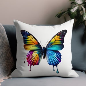 Butterfly Pillow Case, Butterfly Pillowcase, Butterfly Throw Pillow Case, Butterfly Decorative Pillow, Color Match Custom Color, COVER ONLY image 1