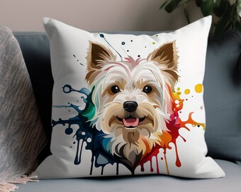 Yorkie Pillow Cover, York Decoration Throw Pillowcase, Bedroom Decor Pillow Case, York Dog Lover Decor, Color Match Custom Color, COVER ONLY