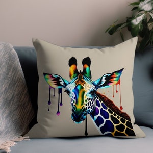 Giraffe Pillow Cover, Giraffe Home Decoration Throw Pillowcase, Giraffe Bedroom Decorative Pillow Case, Color Match Custom Color, COVER ONLY