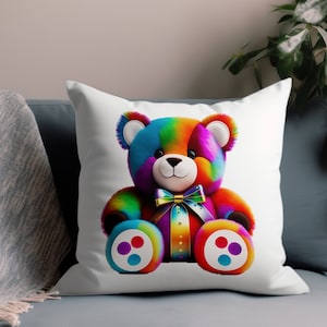 Teddy Bear Pillow Cover, Home Decoration Throw Pillowcase, Teddy Bear Decorative Pillow Case, Teddy Gift, Custom Color Match, COVER ONLY