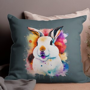 Bunny Pillow Cover, Home Decoration Throw Pillowcase, Bunny Bedroom Decorative Pillow Case, Bunny Lover Gift, Custom Color Match, COVER ONLY