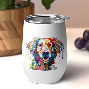 Premium Insulated Wine Tumbler - 12 Oz Stainless Steel Cup with Lid - Golden Retriever Lover, Sip in the Company of Golden Joy!
