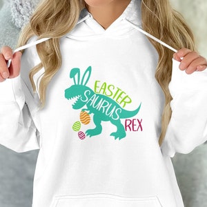 Cute Easter Saurus Dinosaur Rex Sweatshirt Shirt Or Hoodie, Happy Easter Bunny Day Tshirt Retro Gift For Her Matching Tee, Gift for Mom