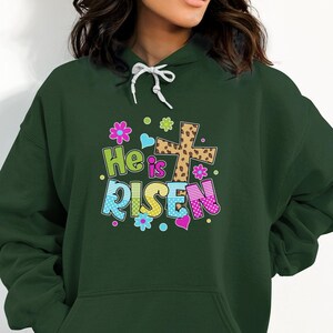 Cute Easter He Is Risen Sweatshirt Shirt Or Hoodie, Happy Easter Bunny Day Tshirt Retro Gift For Her Matching Tee, Sweatshirt Gift for Mom
