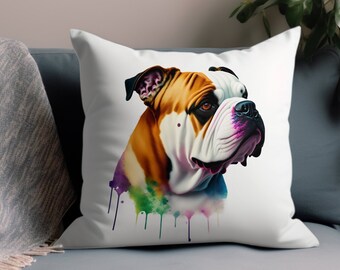 Bulldog Pillow Cover, Home Decoration Throw Pillowcase, Bulldog Decorative Pillow Case, Bulldog Gift, Color Match Custom Color, COVER ONLY