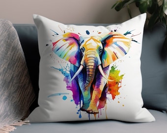 ゾウのファミリークッションカバー：トロピカルな装飾 - Etsy 日本