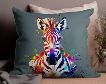 Zebra Pillow Cover, Zebra Home Decoration Throw Pillowcase, Zebra Themed Decor Pillow Case, Zebra Decor, Color Match Custom Color COVER ONLY
