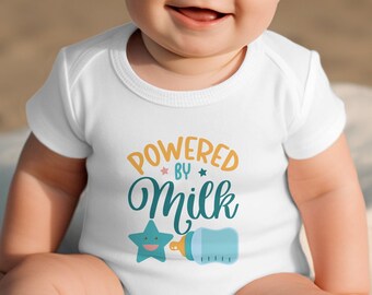 Powered By Milk, Breastfed Baby Onesie®, Gender Neutral Baby Bodysuit, Baby Shower Gift, New Baby Gift, Cute Newborn Outfit, Kids Shirts