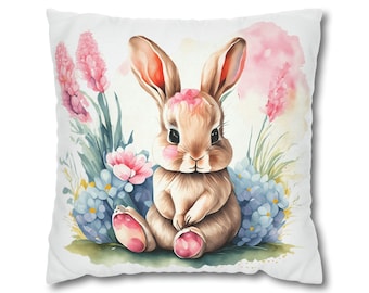 Easter Bunny Square Pillow Cover Home Decor Bunny Lover Gift, Custom Color Match Gift for Her Happy Easter Spring Decor COVER ONLY