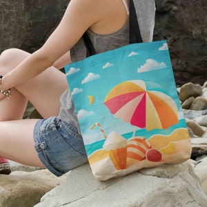 Summer Beach Tote Bag - Oversized Beach Tote with Shoulder Strap - Fun Handbag Tote for Boat Shopping & Gifts, Perfect Beach Tote for Her