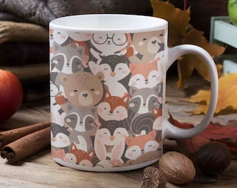 Kawaii cerâmica bonito animais da floresta caneca de cerâmica 11oz estética preppy copo animais amante presente para sua lembrança caneca de chá de chocolate yami kawaii