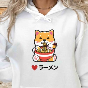 Cute Kawaii Cat Ramen Hoodie ラーメン Sweatshirt Japanese Korean Noodle Anime Kitty Asian Food Neko Manga Cool Anime Ramen Lover Gift