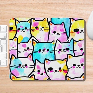 Cute Kitty Cats Mouse Pad Print Office Gift Mouse Mat Animal Mouse Pad Kitten Print Mousepad Birthday Gift Mousemat Desk Accessories