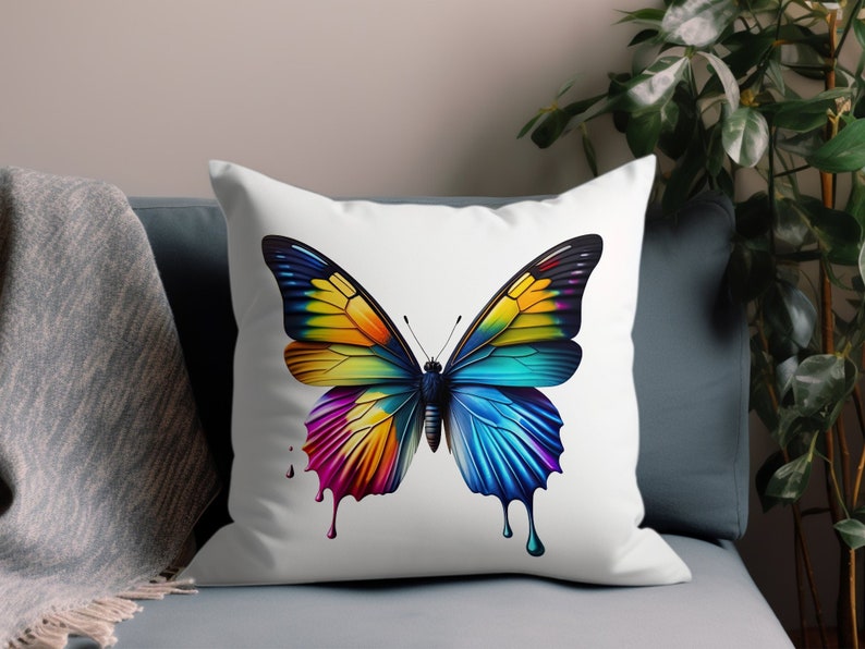 Butterfly Pillow Case, Butterfly Pillowcase, Butterfly Throw Pillow Case, Butterfly Decorative Pillow, Color Match Custom Color, COVER ONLY image 1