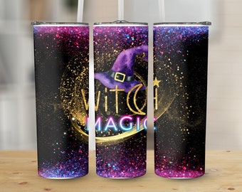Halloween 20oz Skinny Tumbler Witch Magic w Straw Cup Regalo alla moda per lei Lui e chiunque cerchi un bicchiere unico durante la stagione spettrale