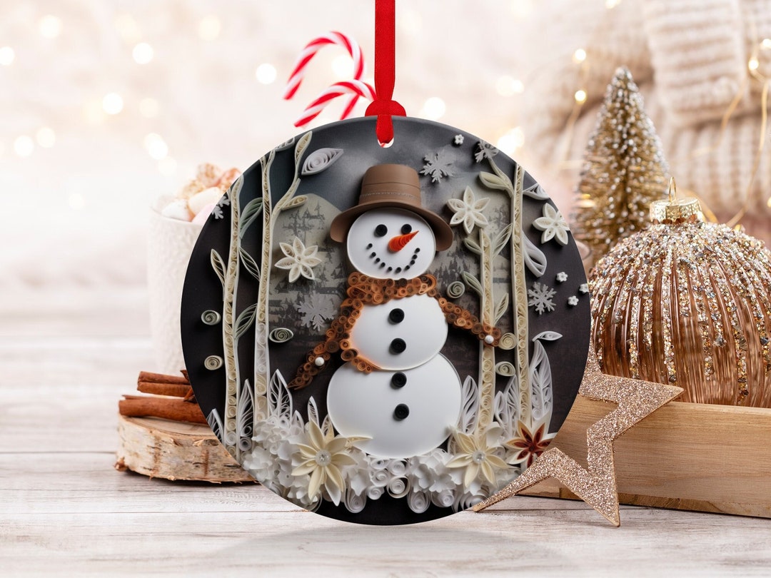 Snowman To From Ceramic Mistletoe Ornament Xmas Decor