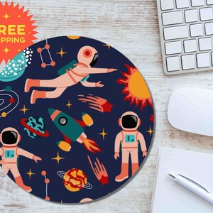 Mouse Pad Space Girl Aesthetic Room Decor Non-Slip Mousepad Cute Space Science Decor Desk Mat Home Office Decor Accessories Gaming STEM Gift
