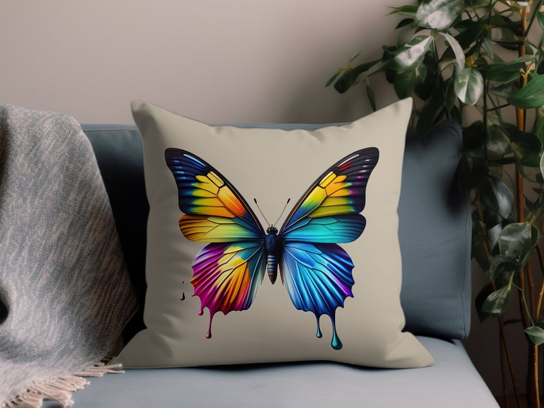 Butterfly Pillow Case, Butterfly Pillowcase, Butterfly Throw Pillow Case, Butterfly Decorative Pillow, Color Match Custom Color, COVER ONLY image 3