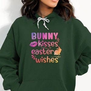 Cute Easter Bunny Kisses Easter Wishes Sweatshirt Shirt Hoodie, Happy Easter Bunny Day Tshirt Retro Gift For Her Matching Tee, Gift for Mom