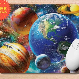 Mouse Pad Space Planets Aesthetic Room Decor Non-Slip Mousepad Cute Space Decor Desk Mat Home Office Decor Accessories Gaming STEM Gift