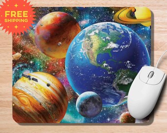 Mouse Pad Space Planets Aesthetic Room Decor Non-Slip Mousepad Cute Space Decor Desk Mat Home Office Decor Accessories Gaming STEM Gift