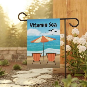 Summer Beach House Home Decoration Yard Flag, Vitamin Sea Home Decoration, Boho Modern Garden Sign for a Serene Retreat, Beach House Gift