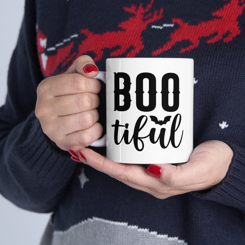 Idée de cadeau de tasse Spooky Boo-tifully Cute pour elle Tasse à thé en céramique d'Halloween de 11 oz, maman de café, amateur de thé, tasse à chocolat Cadeau d'automne parfait image 4
