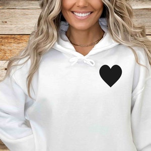 Cute Black Heart Hoodie, Valentines Sweatshirt