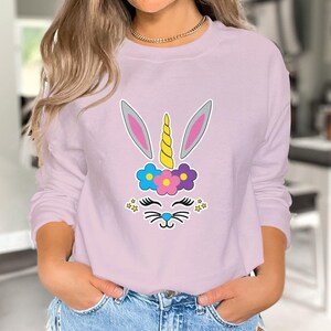 Cute Easter Unicorn Bunny Sweatshirt Shirt Or Hoodie, Happy Easter Bunny Day Tshirt Retro Gift For Her Matching Tee, Sweatshirt Gift for Mom
