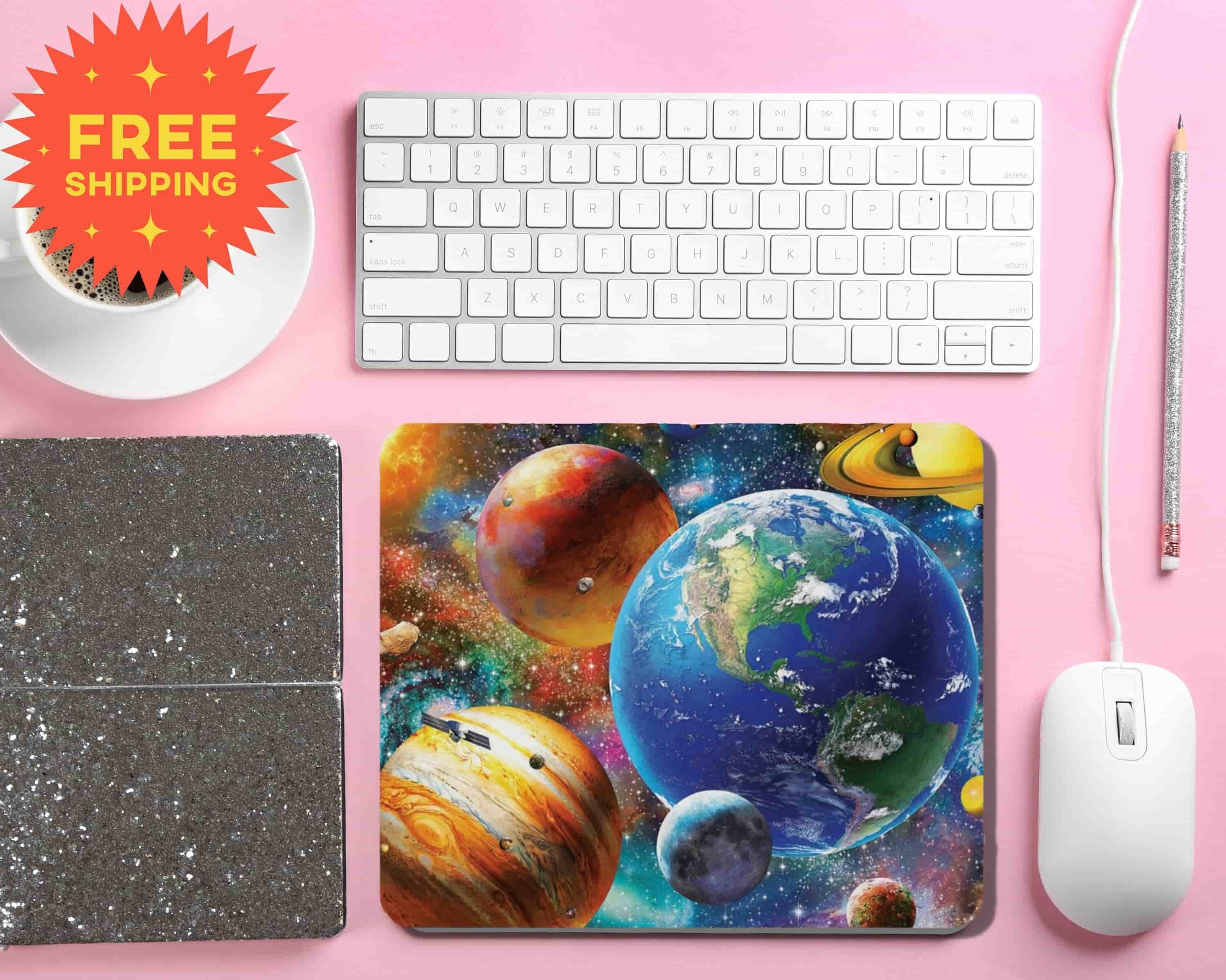 Mouse Pad Space Planets Aesthetic Room Decor Non-slip Mousepad Cute ...