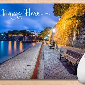 Puerto Rico Art Gift Personalized Mouse Pad Desk Accessories, Gift For Her, Custom Name Mousepad Boricua Gift Paseo Pincesa En San Juan