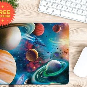 Mouse Pad Space Flight Aesthetic Room Decor Non-Slip Mousepad Cute Space Decor Desk Mat Home Office Decor Accessories Gaming STEM Gift