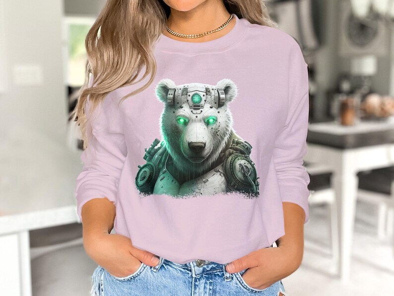 Polar Rave Cyberpunk Polar Bear Hoodie Streetwear Unisex Techwear Sweatshirt ...