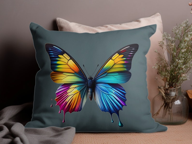Butterfly Pillow Case, Butterfly Pillowcase, Butterfly Throw Pillow Case, Butterfly Decorative Pillow, Color Match Custom Color, COVER ONLY image 4