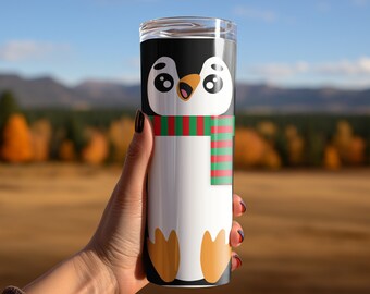 Penguin Stainless Steel 20 oz, Xmas Tumbler With Straw, Christmas And Holiday Gift For Her And Family, Penguin Lovers , Travel Mugs