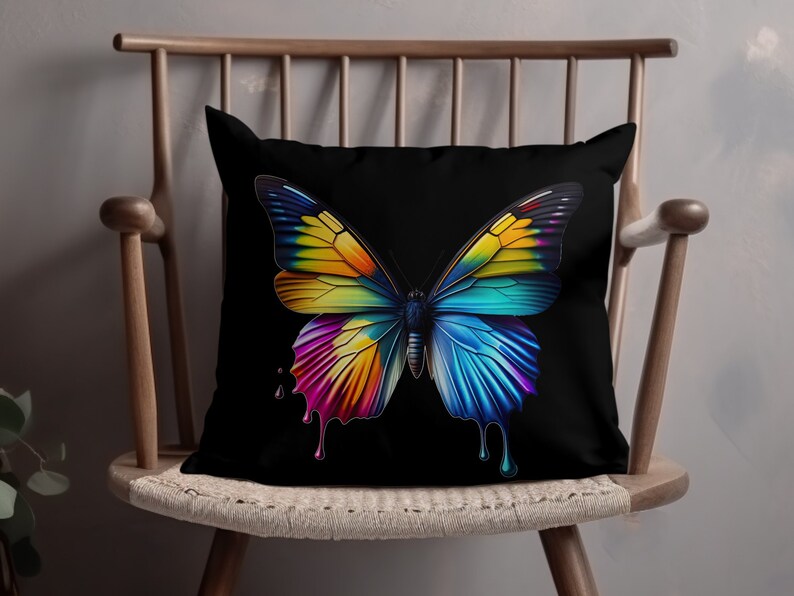 Butterfly Pillow Case, Butterfly Pillowcase, Butterfly Throw Pillow Case, Butterfly Decorative Pillow, Color Match Custom Color, COVER ONLY image 7